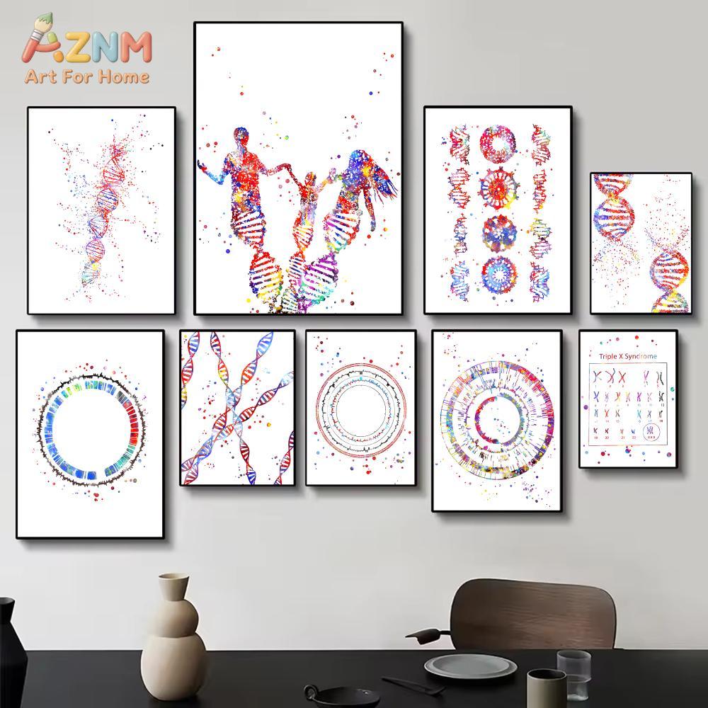 Medical Lab Posters - AZNM Impression sur toile ADN coloré